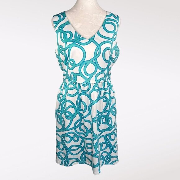 Gretchen Scott Sleeveless Printed Dress V-Neck Small - Picture 1 of 10